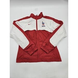 Vintage Team USA 100% Polyester Full Zip OLYMPIC Jacket WOMEN'S Size SMALL RED